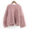 Women Faux Lambswool Oversize Teddy Jacket Coat Winter Warm Autumn Outerwear Pink Black White C0012 210514