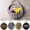 1PC Large Size Garden Wall-Mounted Flower Basket Handmade Hang Rustic Rattan Flowerpot Pot Basket Nest Birds Wicker Basket 210615