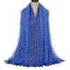 Fashion Glitter Viscose Hijab Scarf Shawl Premium Embroidery Scarf with Tassels High Quality Long Shawls for Women