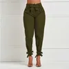 Women Summer Harem Pants with Waist Belt Bowtie Solid Trousers Ladies Casual Fashion Middle Girls Street Clothing 210925