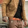 Kurtki woskowe oleju dla mężczyzn Kieszenia Khaki Denim Kurtka kieszonkowa Vintage Casual Coat Bawełniane Solid Slim Kurtki Topy 211110