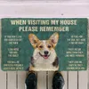 3D Vänligen kom ihåg Corgi Dog's House Doormat Inomhus Non Slip Door Floor Mats Decor Porch 220301
