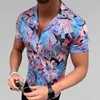 Plus Size XXXL 4XL Camisas Blusa Casual Camisas Verão Curto Confortável Hombre Tops para Homem Floral Imprimir Camisa