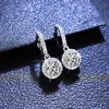 Excellent Cut Diamond Good Clarity Round Moissanite Drop Earrings Silver 925 Jewelry