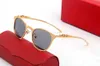 Designer Sonnenbrille Frauen Metall Leopard Head Logo Golden Silber Rahmen Modern Mode Retro Cat Eye Luxusbrillen Brown Blac202z