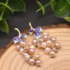 Natural Słodkowodne Pearl Drop Kolczyki Cloisonne Liść W Kształcie Dangle Kolczyk Dla Kobiet Dziewczyny Party Prezenty Boho Moda Biżuteria