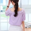 Square Collar Lace Chiffon Blusar Kvinnor Sommar Pullover Puff Short Sleeve Fashion Plus Size Loose Shirts Tops Blusas 10206 210417