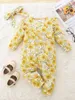 Baby Floral Print Ruffle Trim Jumpsuit SHE