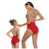 Maillot de bain d'été une pièce maman et fille imprimé glands Bikini ensemble famille correspondant maillots de bain Look 210429