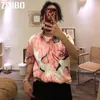 Yaz Kadınlar Tops Harajuku Turn-down Yaka Bluz Aplikler Hayvan Baskı Kısa Kollu Bluzlar Kadın Streetwear kadın Gömlek