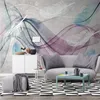 Modern Abstract Art Wallpaper 3D Kleurrijke Veerlijn Muurschilderingen Woonkamer TV Sofa Achtergrond Muur Decor Papel de Parede Fresco's