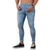 Мужские джинсы мужские брюки скинни протягивают джинсовые карандашные брюки на открытом воздухе мода отверстие твердой тонкой разорванной повседневной 2021 мужской