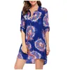 Vestidos casuais s-3xl plus size vestido para mulheres maiô feriado praia 2021 tampa para cima camisa biquíni beachwear banhos de banho vestes