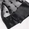 Frauen Lange Mesh Hemd Kleid Polka Dot Durchsichtig Schwarz Transparent Tüll Afrikanische Mode Frühling Weibliche Roben Tunika Plus Größe XL 210706