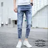 Bridgewater Printemps Automne Été Tendance Jeans Stretch Ripped Casual Pantalon de couleur claire Pantalon de mode élégant pour hommes X0621