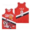 남자 Moive Wildcats High School 0 Ripcity Taz Jersey 1 Damian Lillard Basketball Hiphop 통기성 빨간 검은 팀 색상 순수면 셔츠 좋은