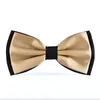 men's bow tie double color layer metal corner shirt accessories wedding party ties butterfly business leisure 2pcs/lot