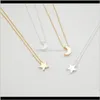 Necklaces & Pendants Jewelry Drop Delivery 2021 Pendnat Necklace Brrass Star And Moon Pendant Sier Gold Color Plated With Metal O Chain For W
