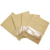 Emballage Office School Business Industrial300Pcs Lot Kraft Paper Ziplock Package Bag Woth Clear Window Party Mini Crafts Storage Pouches Re