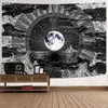 Tapestries Zwart Wit Wanddeken Art Tapestry Moon Hanging voor Woonkamer Slaapkamer Woondecoratie