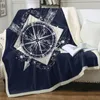 Filtar kompass kasta filt nautisk karta cool design sängkläder värld vit plysch sherpa fleece för säng soffa 150x200