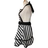 XiuMood Apron Black And White Striped Simple Double Layer Cotton Fabric Skirt Home Kitchen Cooking Aprons For Woman Adult Bibs 210622