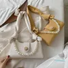 ファッションバッグ真珠の携帯用女性の小さな肩の革の黄色い白いハンドバッグ2021