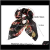 Ponny Tails Holder Jewelry Drop Delivery 2021 Frankrike Elegant Womens Scarf Band Satin pannband Bow Hair Knutt Rop Multicolor Classic Mönster