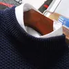 ColorBlock Winter Trui Mannen O-hals Dikke Warme Casual Sweaters Mens Gebreide Contrast Patchwork Pullover Gestreepte Mannelijke Uitloper 210524