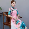 Abbigliamento etnico Autunno Donna Qipao Vintage Button Cheongsams Stampa sexy Abito cinese Colletto alla coreana classico Abito celebrità Vestidos Improv