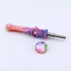 Dab Straw Nector Collector Sats med 100% 14mm G2 Titanium Tips Dabber Tool Food Grad STULS SILICON PIPE