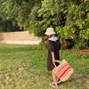 أكياس التسوق عارضة مخطط كبير القش حمل الورق المنسوجة المرأة الكتف حقائب اليد اليدوية الصيف الشاطئ big bali المحافظ 220303