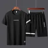 Ensemble de 2 pièces Men Fashion Summer Patchwork Stripe Sweatshirt Tracksuit Jogging Basketball Set + Shorts Tee-Shirts décontractés Sport Suit 210722