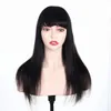 Brazilian Straight Human Hair Wigs With Bangs No Lace Machine Made Wig For Women 8-24 Inch Natural Color