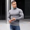 Nova Primavera Outono Autumn Turtleneck Fina Suéters Mens Casuais Rolo Pescoço Sólido Strips Quente Slim Fit Camisola Homens Turtleneck Pullover Masculino 210421