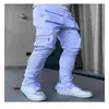 Plus storlek lastbyxor Mens Loose Casual Hip Hop Pencil Pants With Pockets Fashion Patchwrok Skateboard Men Sportbyxor