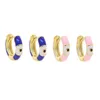Hoop Earrings & Huggie PINK Blue Enamel Eye Gold Color Evil Round Trendy Small Female Hoops For WomanHoop