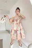 Rękawem Puff Summer Sukienka Estetyczna Backless Square Neck Suknia Balowa Krótki Mini Wysokiej Mody Odzież 210427