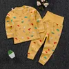 2021子供の綿の男の子と女の子のベビーコットン下着セット秋の服トップ+ハイウエストのズボンホームサービスベビー服G1023