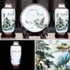 Jingdezhen Keramik Vase Pastell Landschaften Blumenanordnung Trockene Blumen Wohnzimmer Dekoration Neue chinesische TV-Schrank