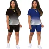 Bulk Womens Sportswear Zweiteilige Set Trainingsanzüge Sommer Frauen Kleidung Kurzarm Shorts Outfits Top Damen Hosenanzüge 2021 Typ Verkauf klw6482