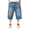 Schinteon Summer Plusサイズワイドレッグジーンズショーツ男性スケートボードスワグバギー男性デニムパンツ42 44 210716