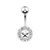 Fashion Diamond Belly Button Rings Star Navel Nail Allergy Free Stainless Steel Body Jewelry for Women Crop Top Will and Sandy