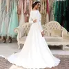 Custom Moroccan Caftan Long Sleeves Evening Dresses V Neck Sweep Train Dubai Saudi Arabic Satin Formal Prom Party Gowns