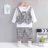 Clothing Sets Autumn 3Pcs/Sets Baby Boy Costume Suit T Shirt Coat Pants Toddler Kids Bow Tie Children Clothes Party Wedding Outfit_xm