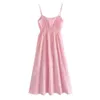 Mulheres de algodão xadrez spaghetti strap vestido verão sem mangas verificadas cintura elástica camisole vestidos mujer 210531