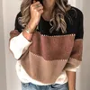 Striped Sweater O-neck Knitted Sweaters Sweatshirts Ladies Stripe Pullover Long Sleeve Costume Autumn Winter Blouse CGY94