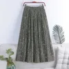 TIGENA mousseline de soie longue jupe plissée femmes mode été imprimé fleuri vacances une ligne taille haute Maxi jupe femme esthétique 210730