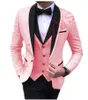 Guapos padrinos de boda un botón novio esmoquin chal solapa hombres trajes boda/graduación/cena hombre Blazer (chaqueta + Pantalones + corbata + chaleco) w602