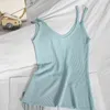 Coreano confortável cami top colete para mulheres primavera verão wild threaded ombro malha sling cor sólida estudante camisa tops 210420